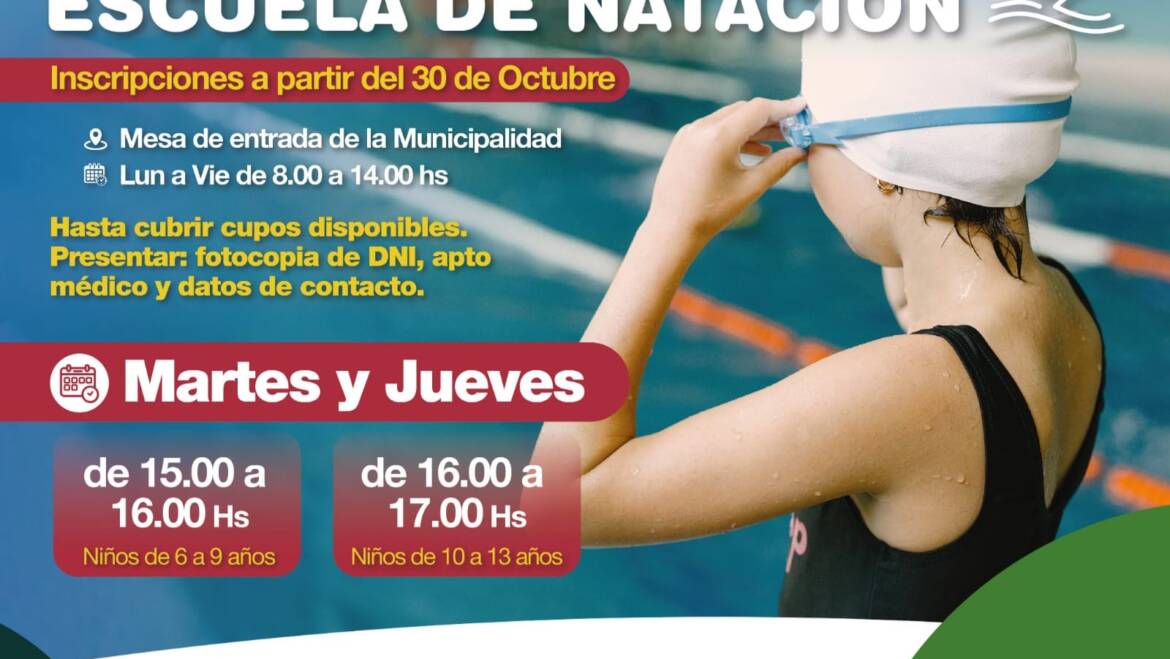 INSCRIPCIONES ABIERTAS PARA LA ESCUELA DE NATACIÓN