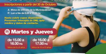 INSCRIPCIONES ABIERTAS PARA LA ESCUELA DE NATACIÓN